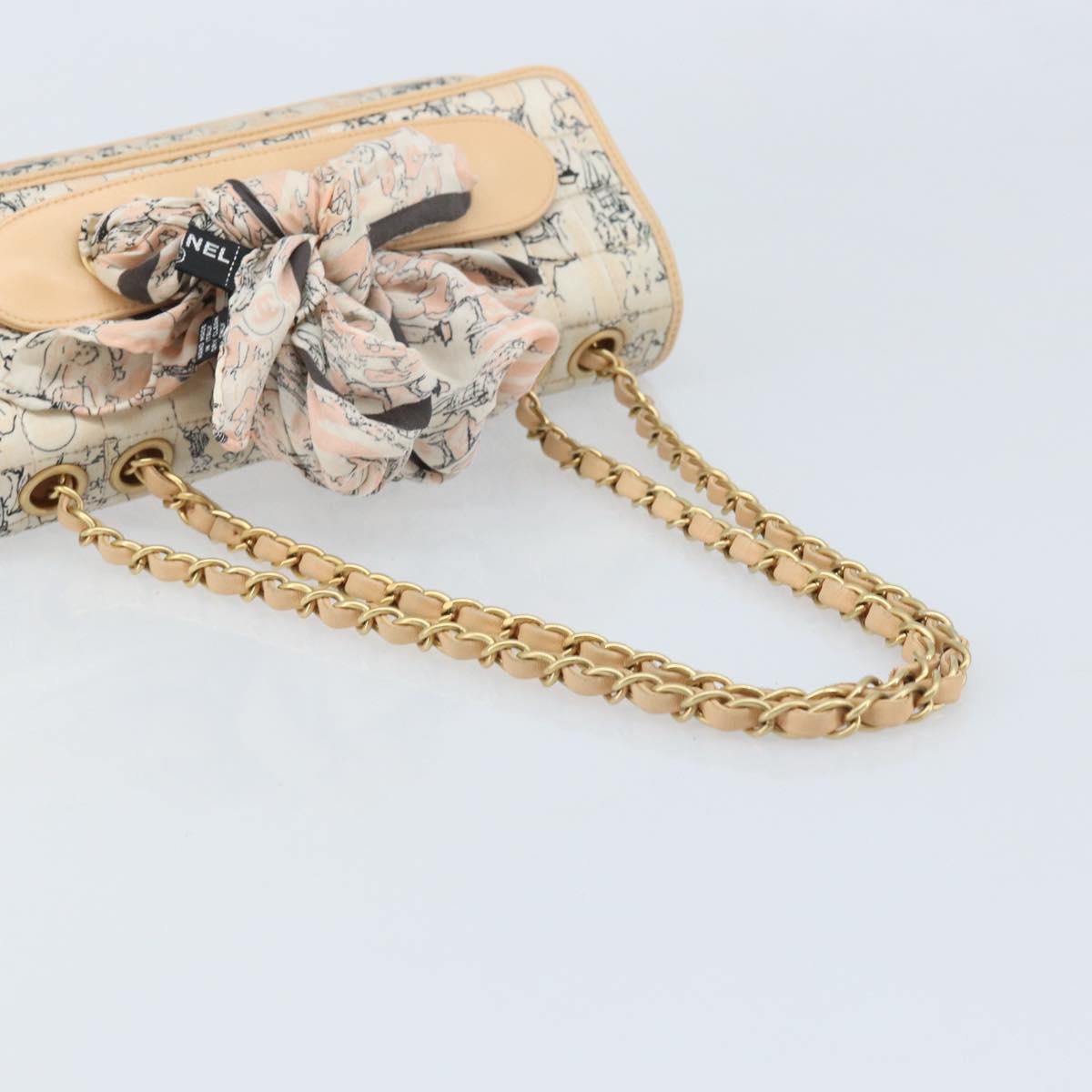 CHANEL Choco Bar Chain Shoulder Bag Satin Pink Gold CC Auth ARZ748SAV