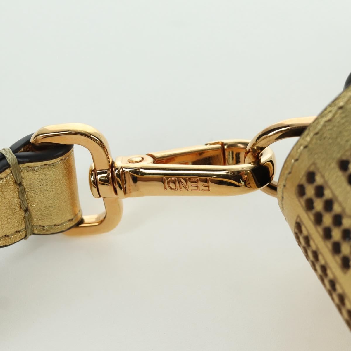 FENDI FENDACE Mini Bucket Shoulder Bag Leather Gold Auth ARZ750SM