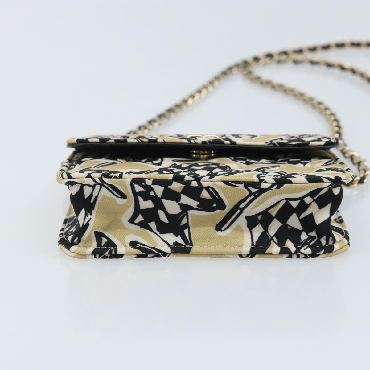 CHANEL Chain Shoulder Pouch Mini Matelasse 12 Satin Beige Gold CC Auth ARZ751SAM