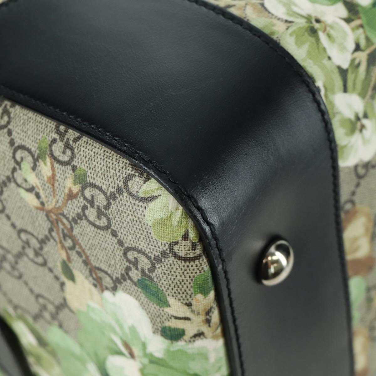 GUCCI GG Blooms GG Supreme Bag PVC 2way Beige Silver 406380 Auth ARZ752SAM