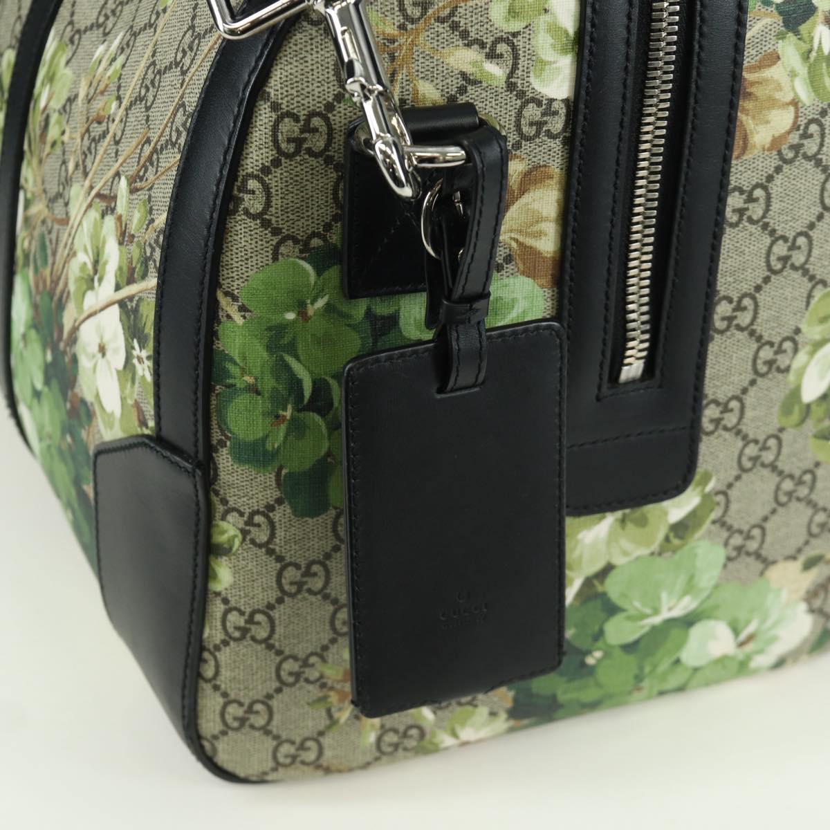 GUCCI GG Blooms GG Supreme Bag PVC 2way Beige Silver 406380 Auth ARZ752SAM