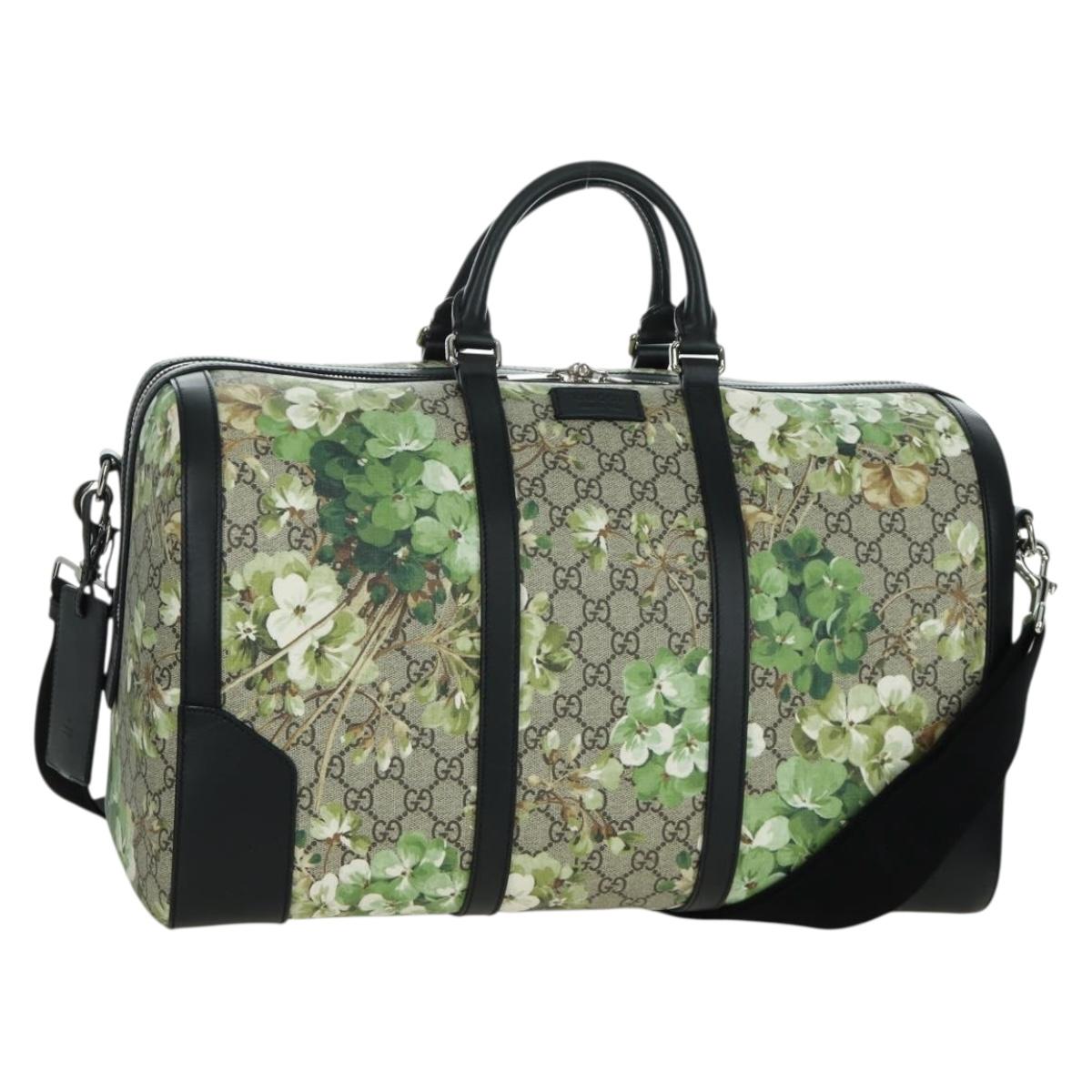 GUCCI GG Blooms GG Supreme Bag PVC 2way Beige Silver 406380 Auth ARZ752SAM