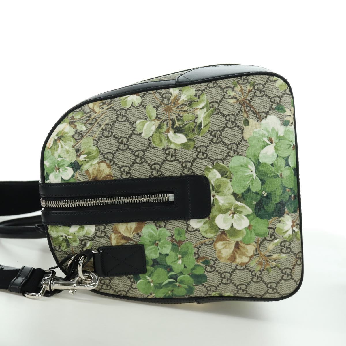 GUCCI GG Blooms GG Supreme Bag PVC 2way Beige Silver 406380 Auth ARZ752SAM