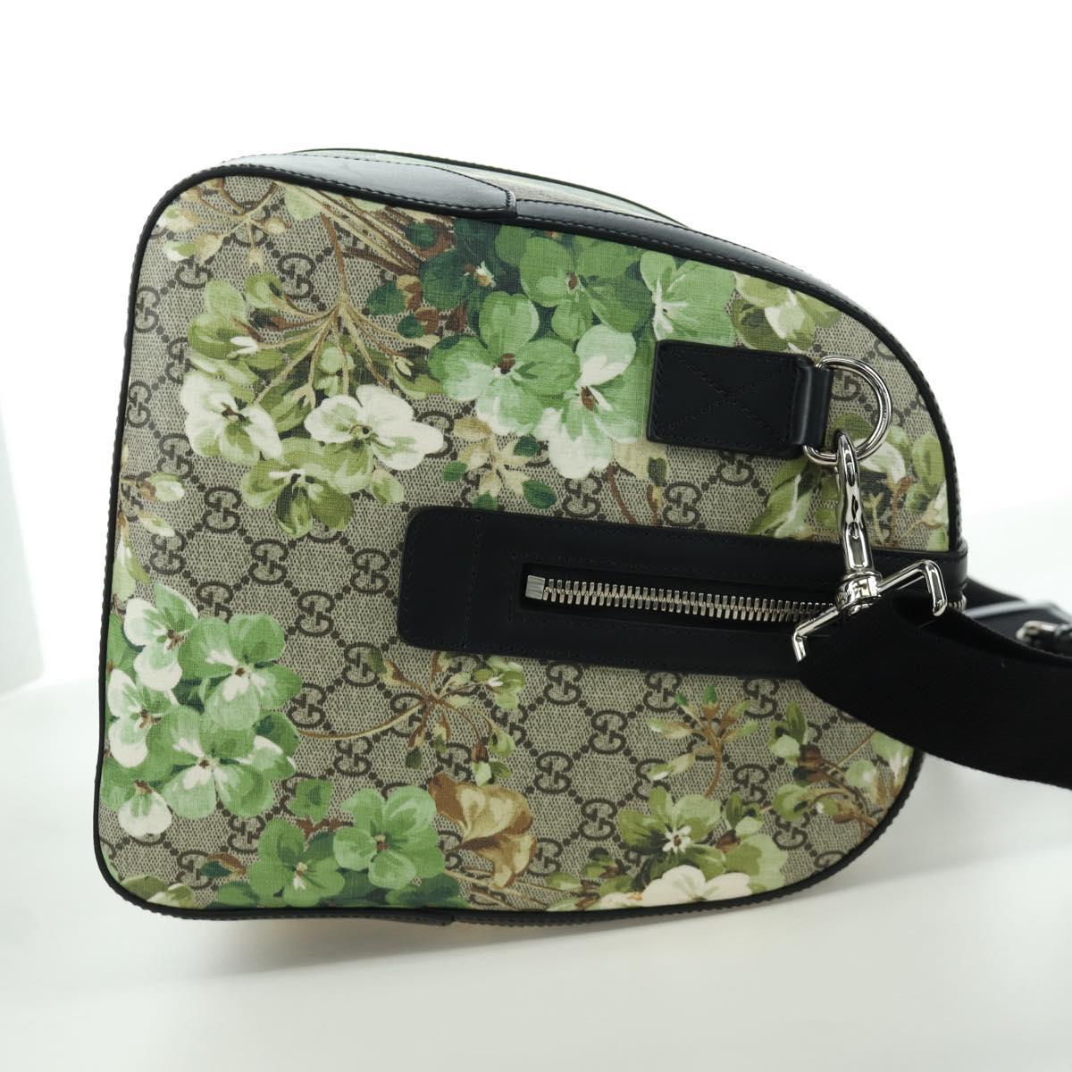 GUCCI GG Blooms GG Supreme Bag PVC 2way Beige Silver 406380 Auth ARZ752SAM