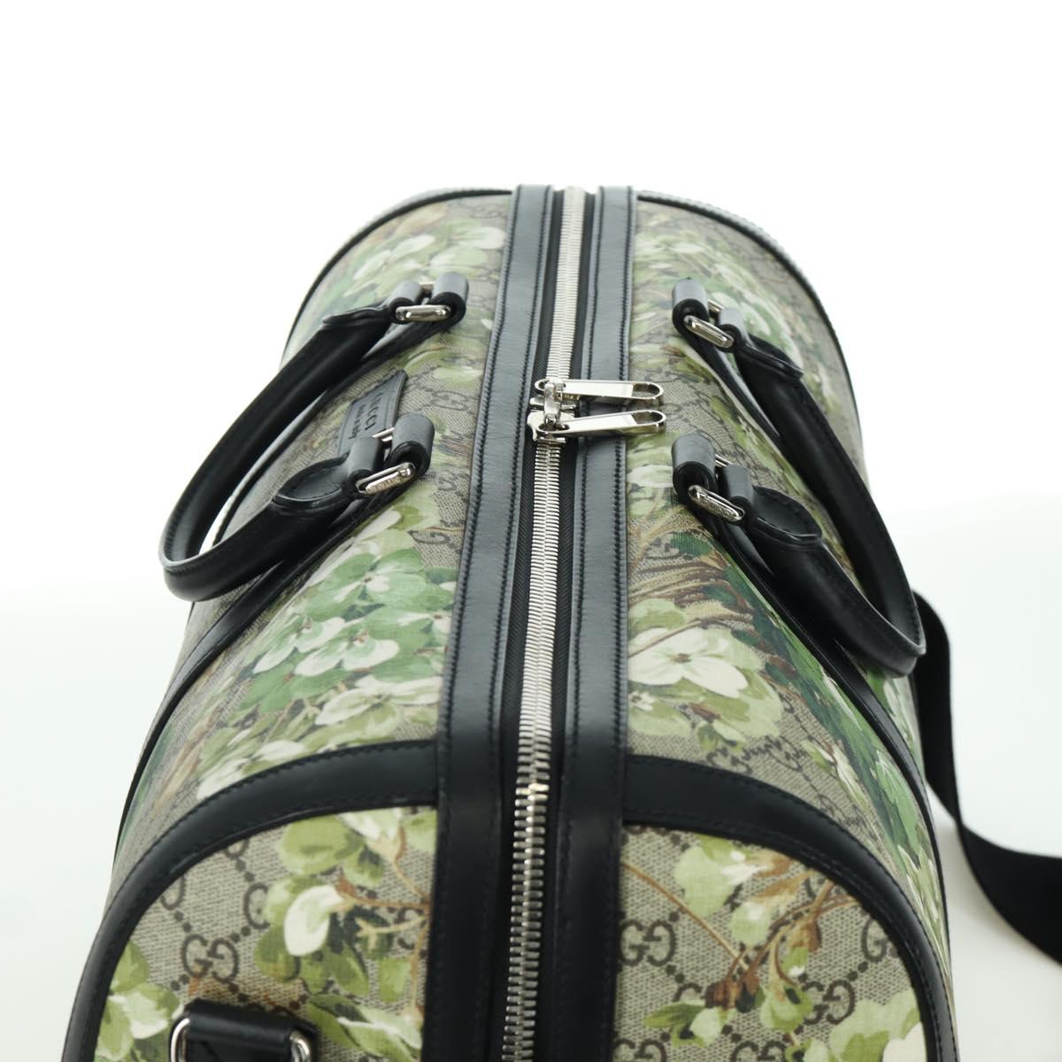 GUCCI GG Blooms GG Supreme Bag PVC 2way Beige Silver 406380 Auth ARZ752SAM
