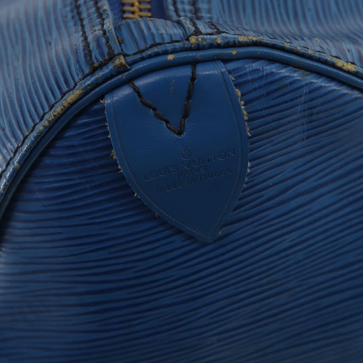 LOUIS VUITTON Epi Keepall 45 Boston Bag Blue M42975 LV Auth ARZ760
