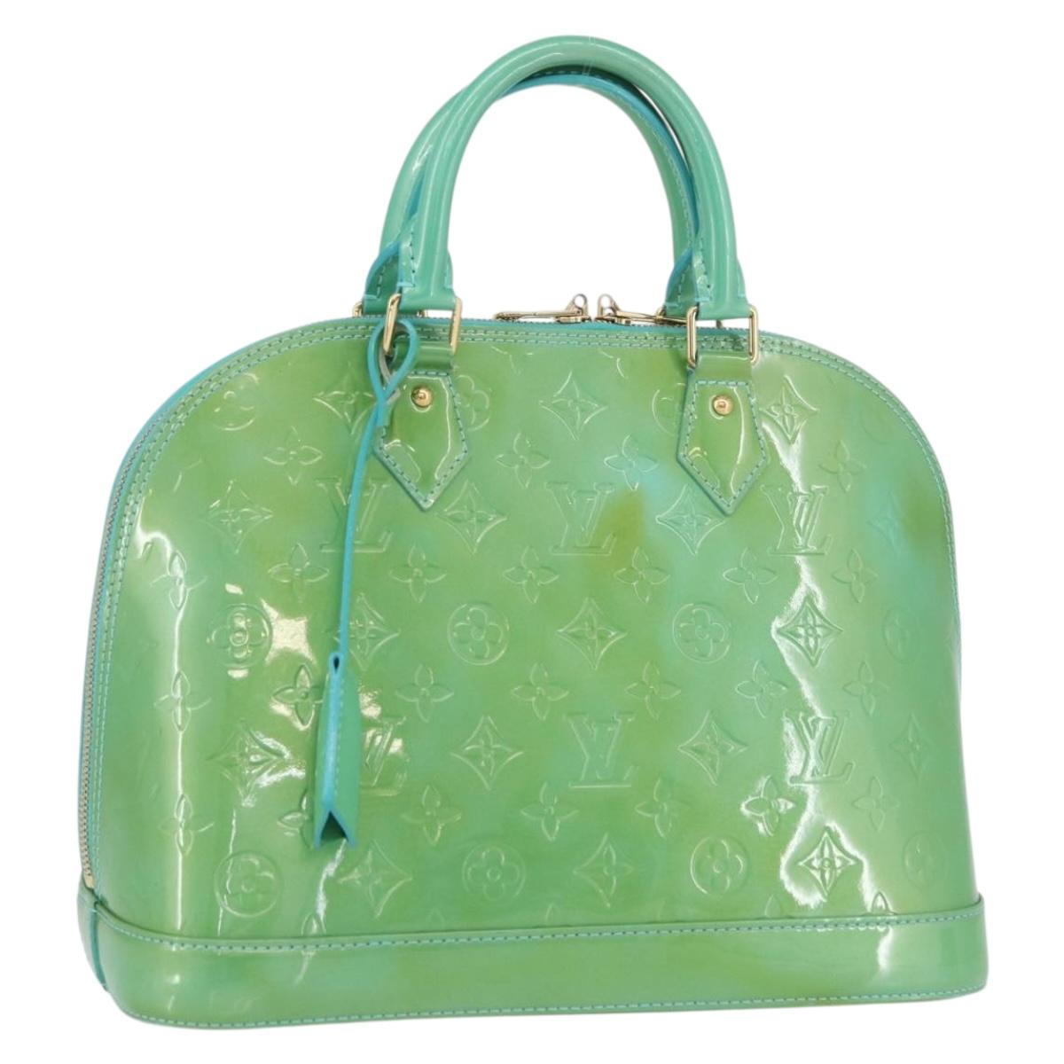LOUIS VUITTON Monogram Vernis Alma PM Hand Bag Blue Lagon M91694 LV Auth ARZ765