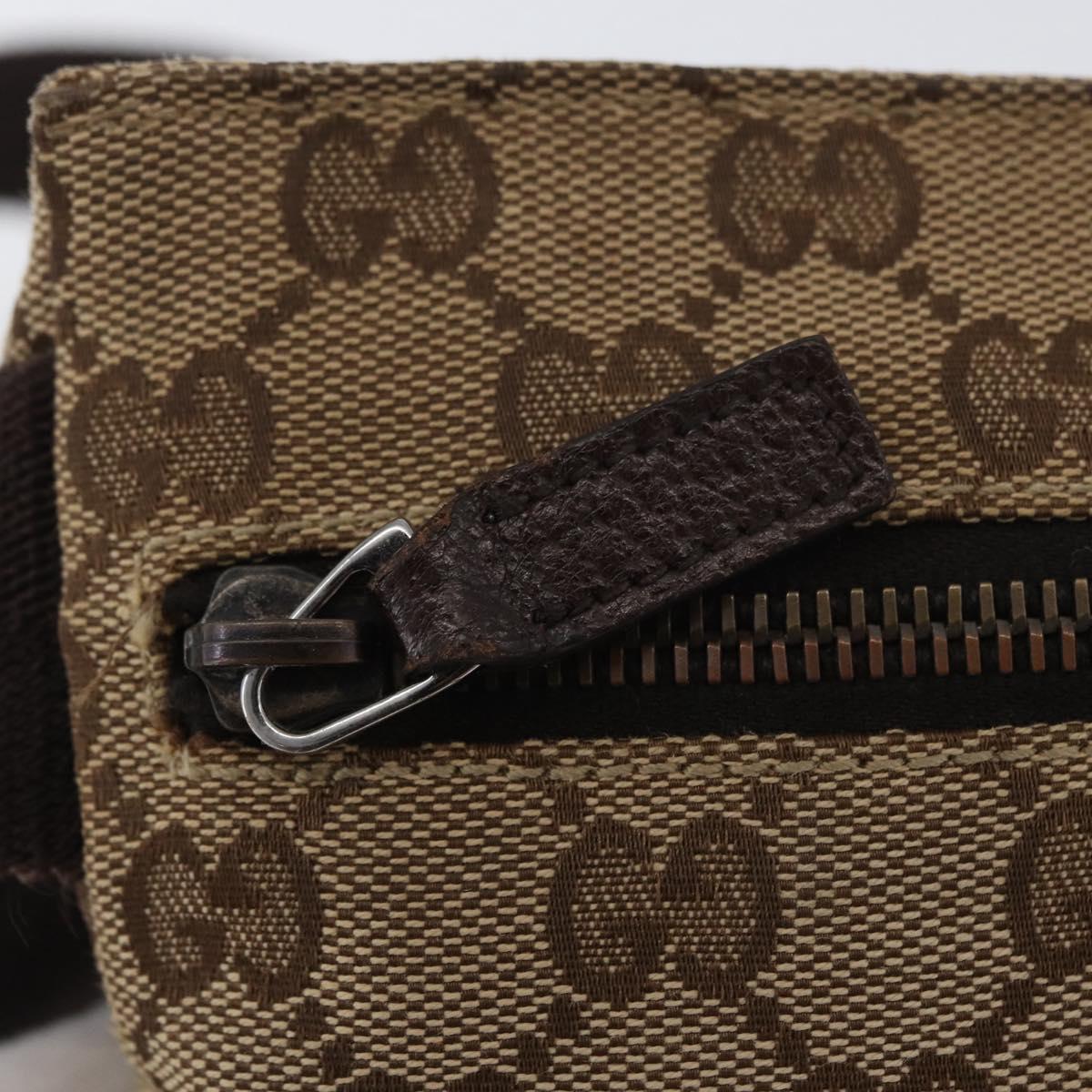 GUCCI GG Canvas Waist bag Beige Silver 28566 Auth ARZ769