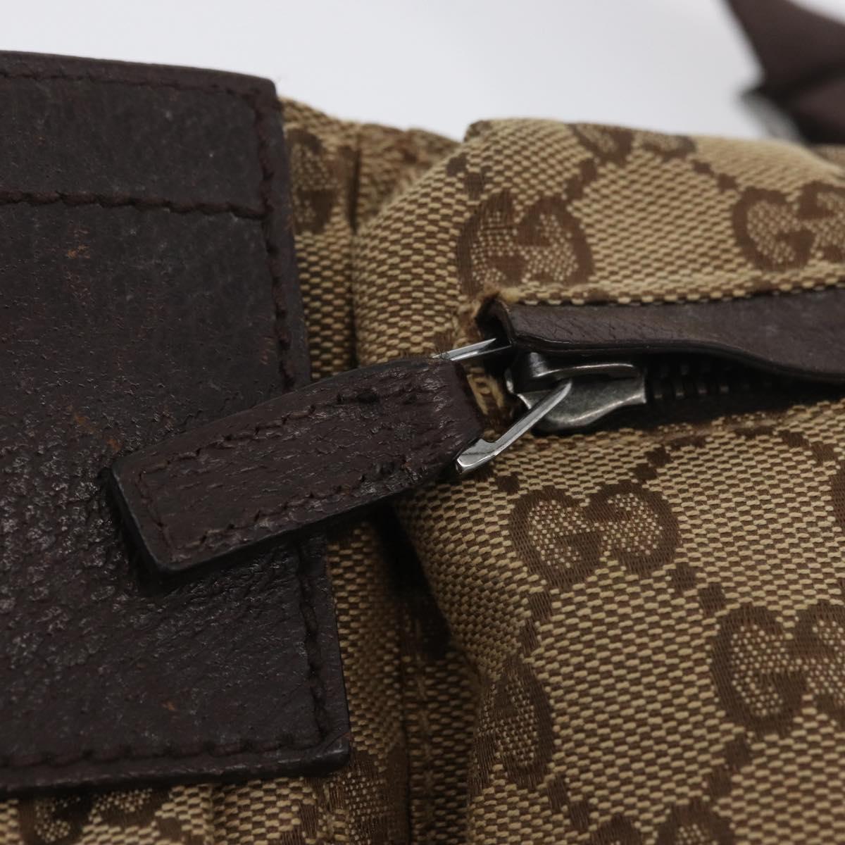 GUCCI GG Canvas Waist bag Beige Silver 28566 Auth ARZ769