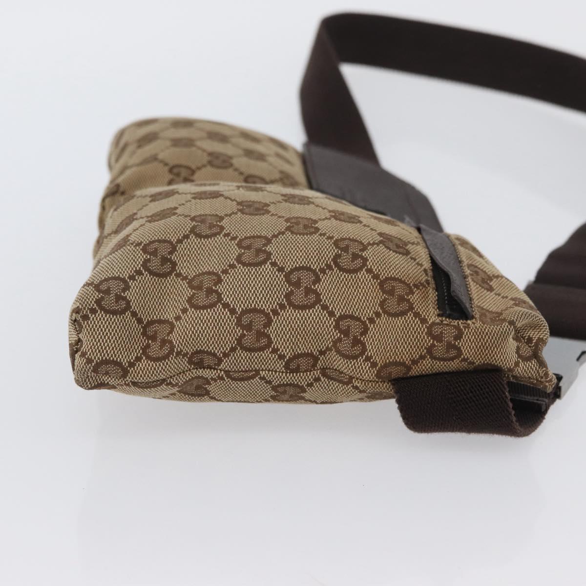 GUCCI GG Canvas Waist bag Beige Silver 28566 Auth ARZ769