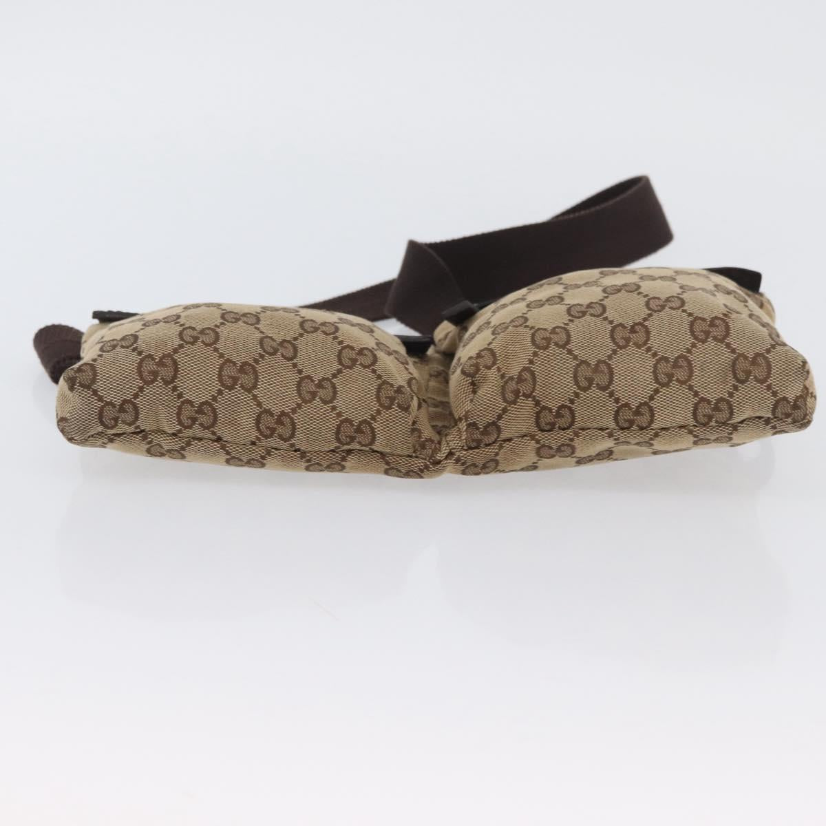 GUCCI GG Canvas Waist bag Beige Silver 28566 Auth ARZ769