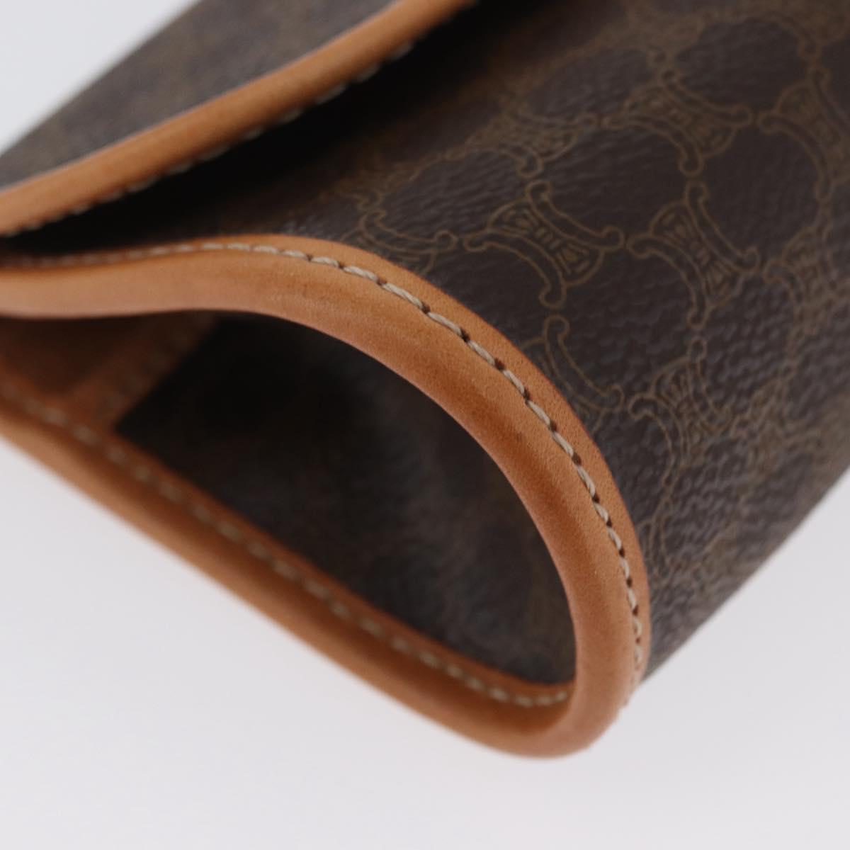 CELINE Macadam Canvas Clutch Bag PVC Leather Brown Gold Auth ARZ771A