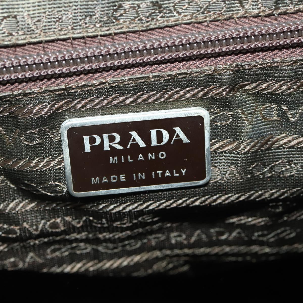 PRADA Backpack Nylon Khaki Silver Auth ARZ774