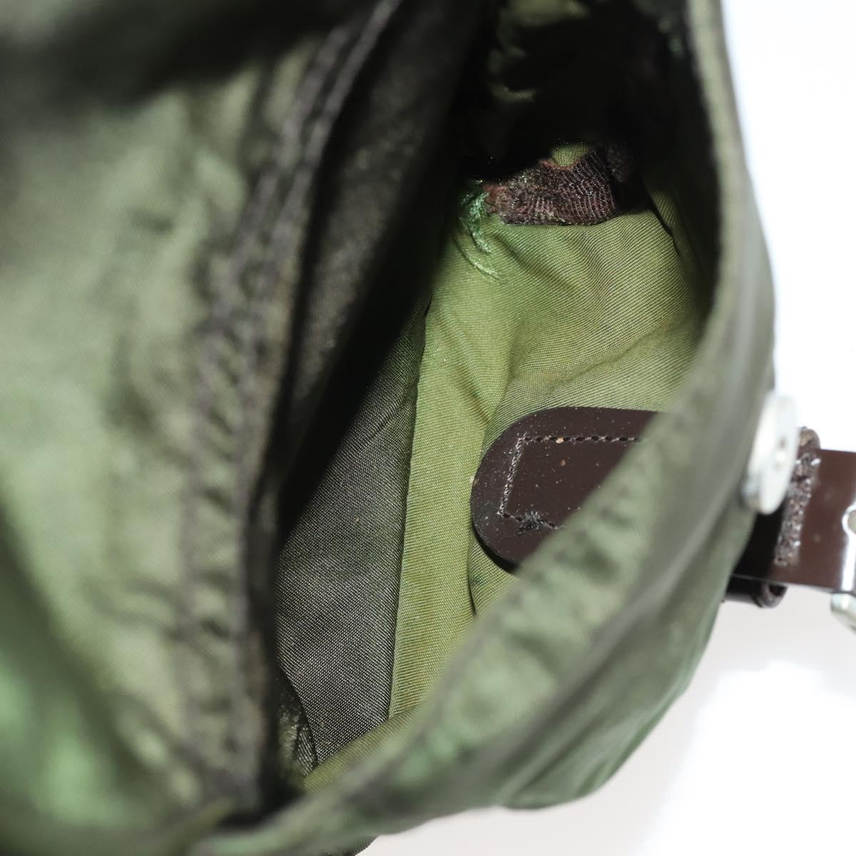 PRADA Backpack Nylon Khaki Silver Auth ARZ774