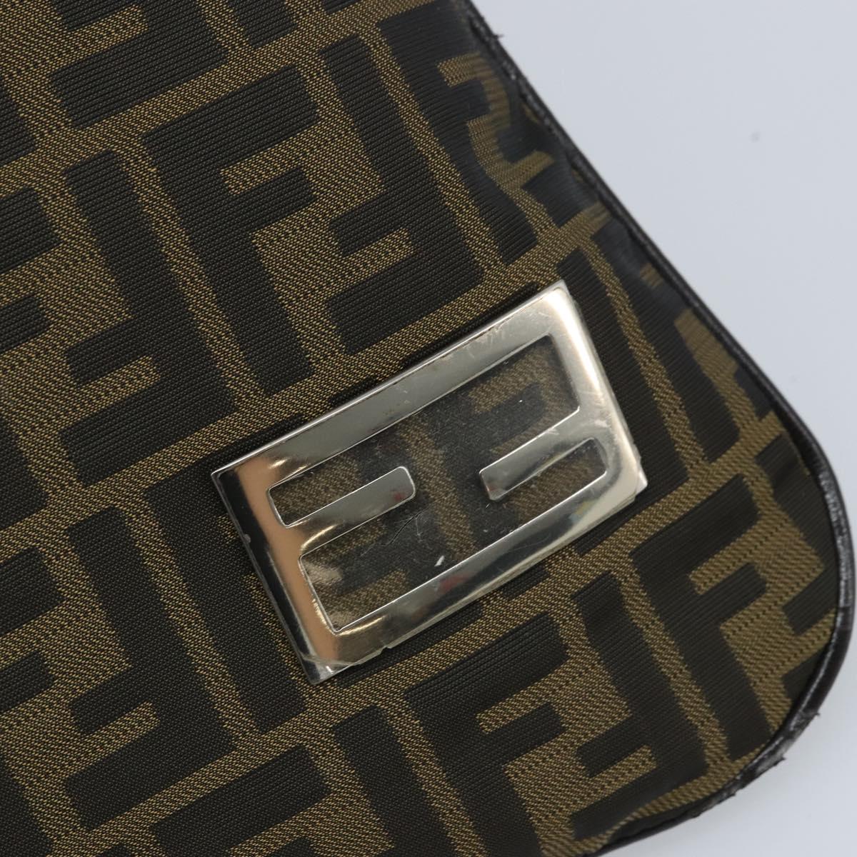 FENDI Zucca Canvas Shoulder Bag Brown Black Auth ARZ776