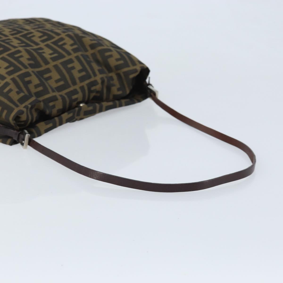 FENDI Zucca Canvas Shoulder Bag Brown Black Auth ARZ776