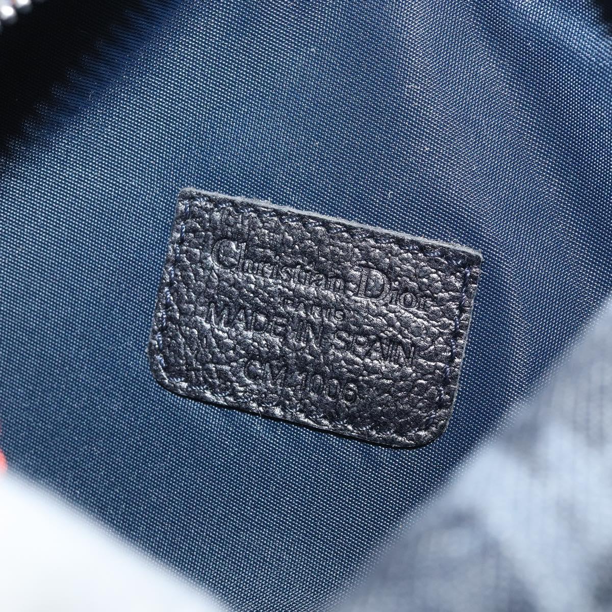 Christian Dior Trotter Canvas Pouch Navy Silver Auth ARZ782A