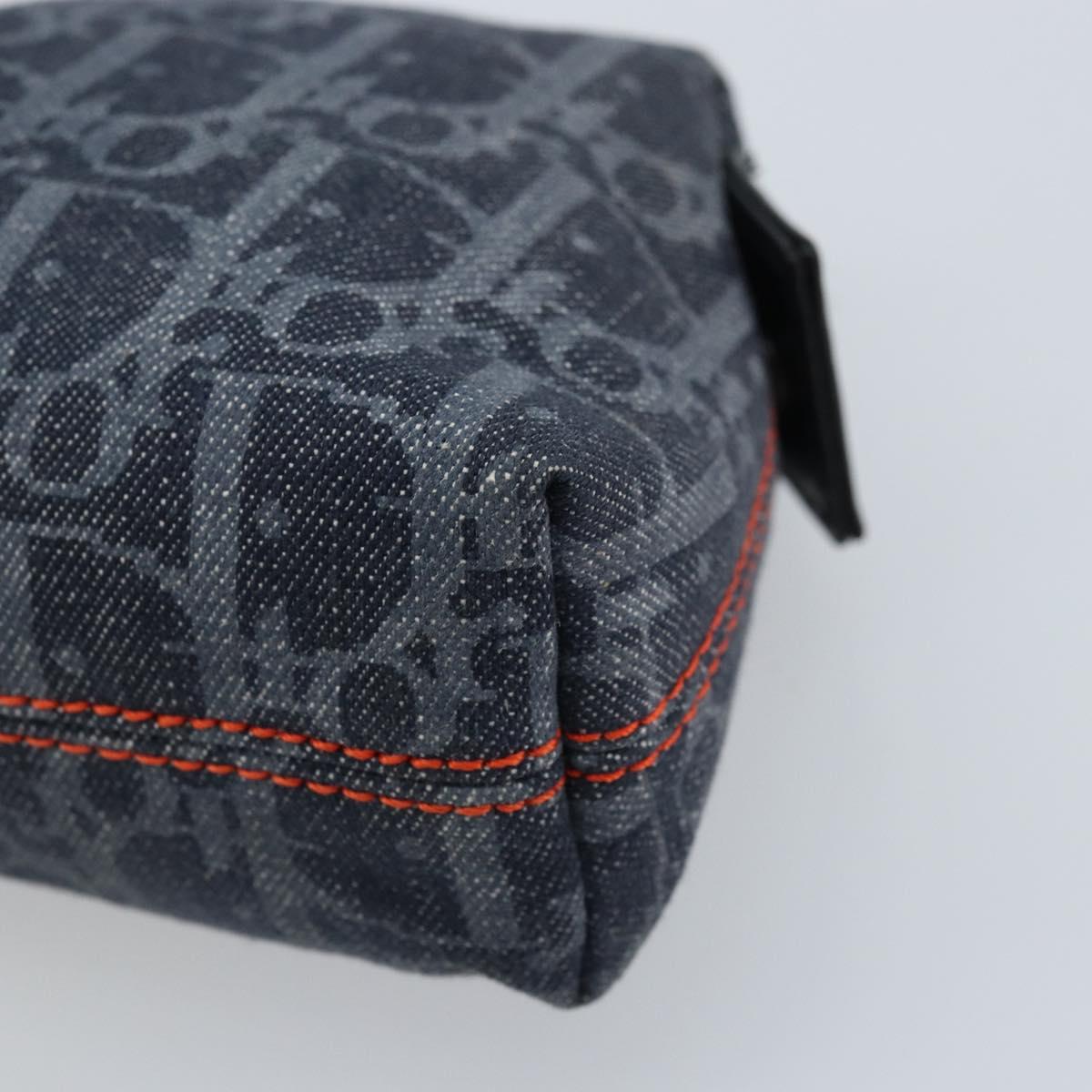 Christian Dior Trotter Canvas Pouch Navy Silver Auth ARZ782A