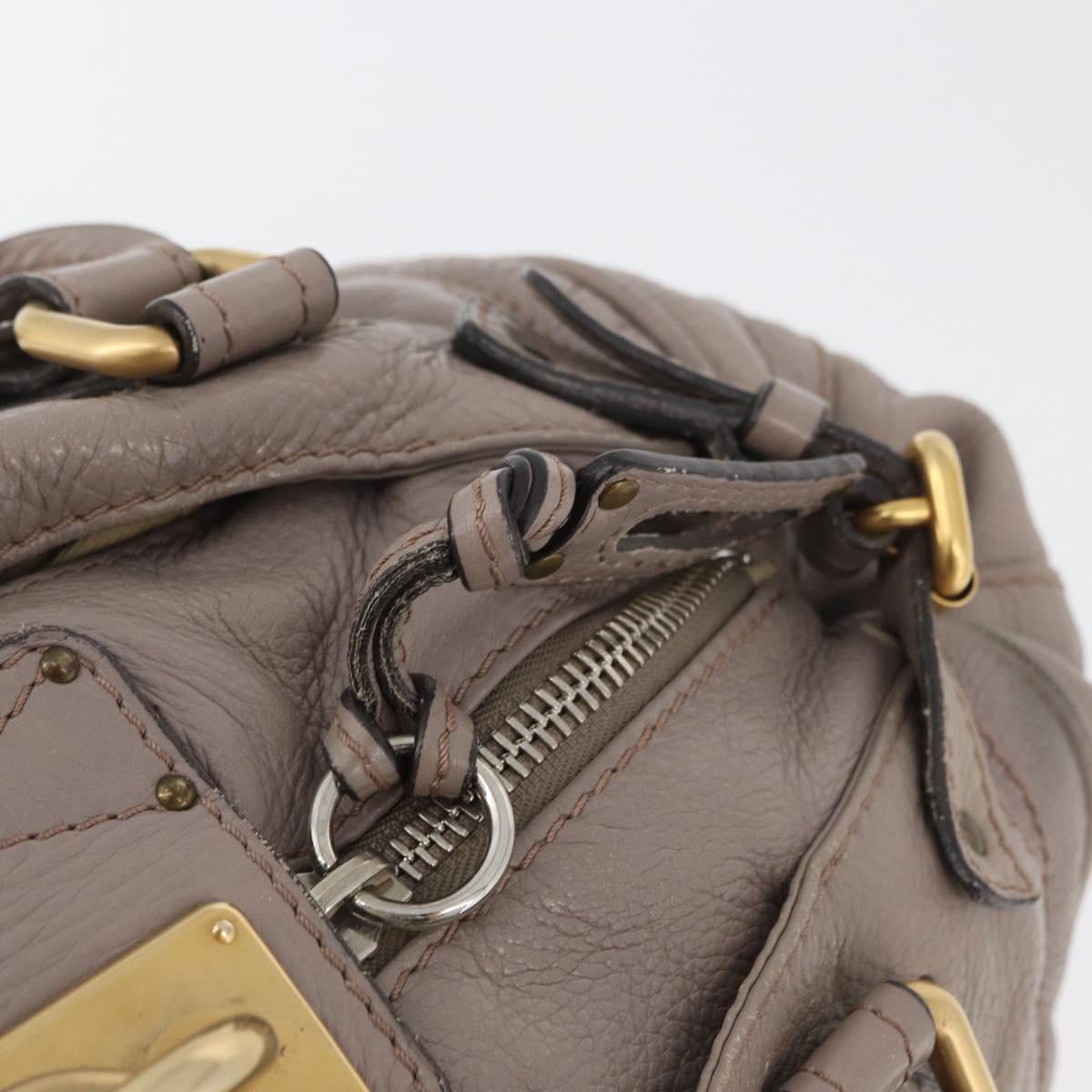 Chloe Paddington Hand Bag Leather Gray Gold Silver Auth ARZ787V