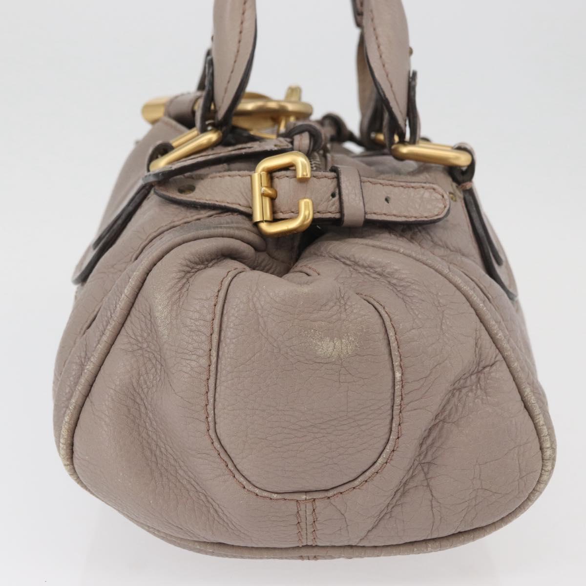 Chloe Paddington Hand Bag Leather Gray Gold Silver Auth ARZ787V