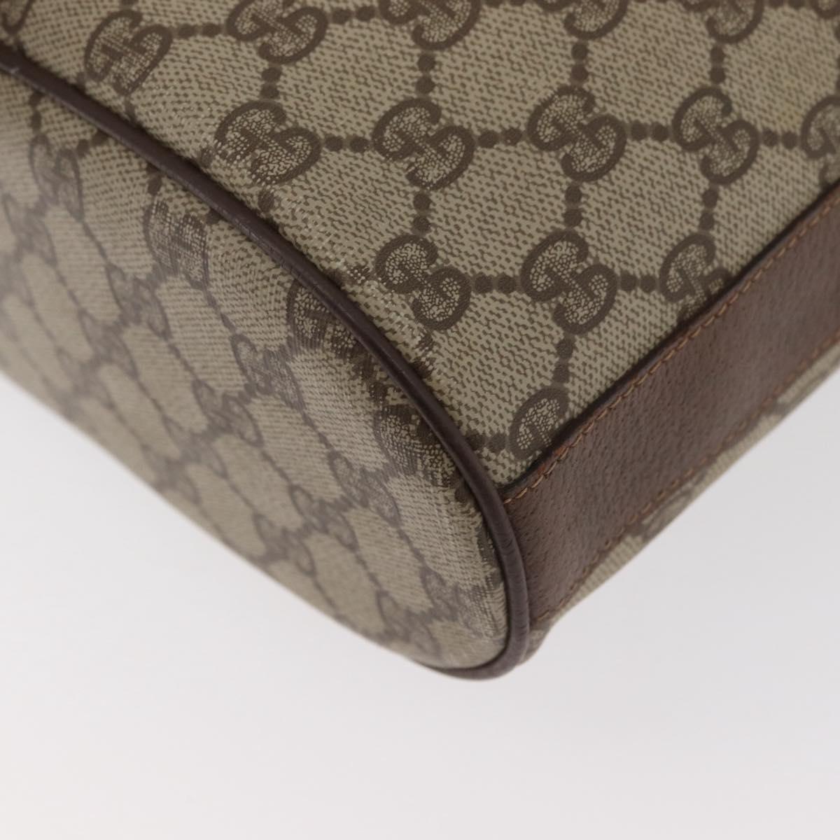 GUCCI GG Supreme Shoulder Bag PVC Beige Gold Auth ARZ789