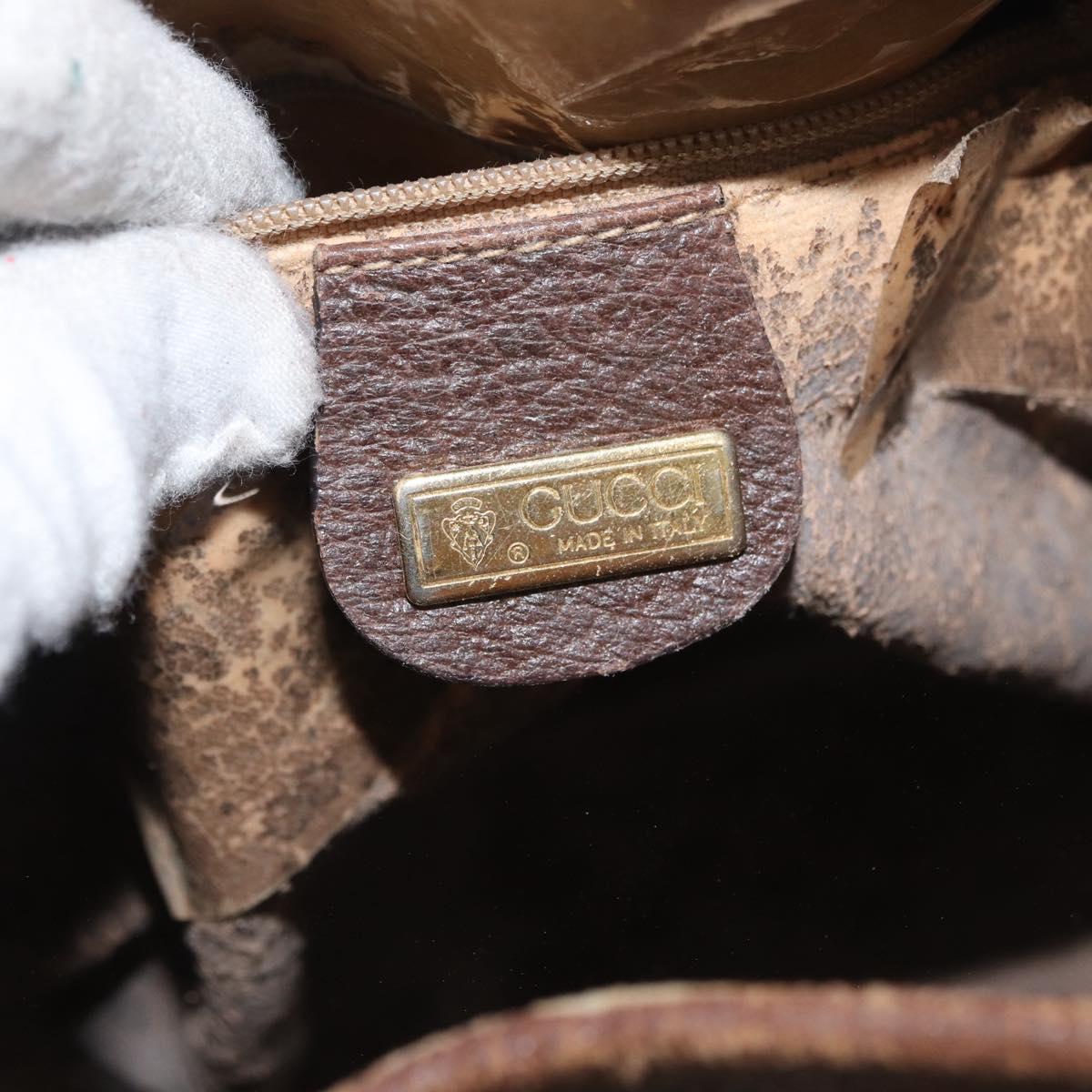 GUCCI GG Supreme Shoulder Bag PVC Beige Gold Auth ARZ789