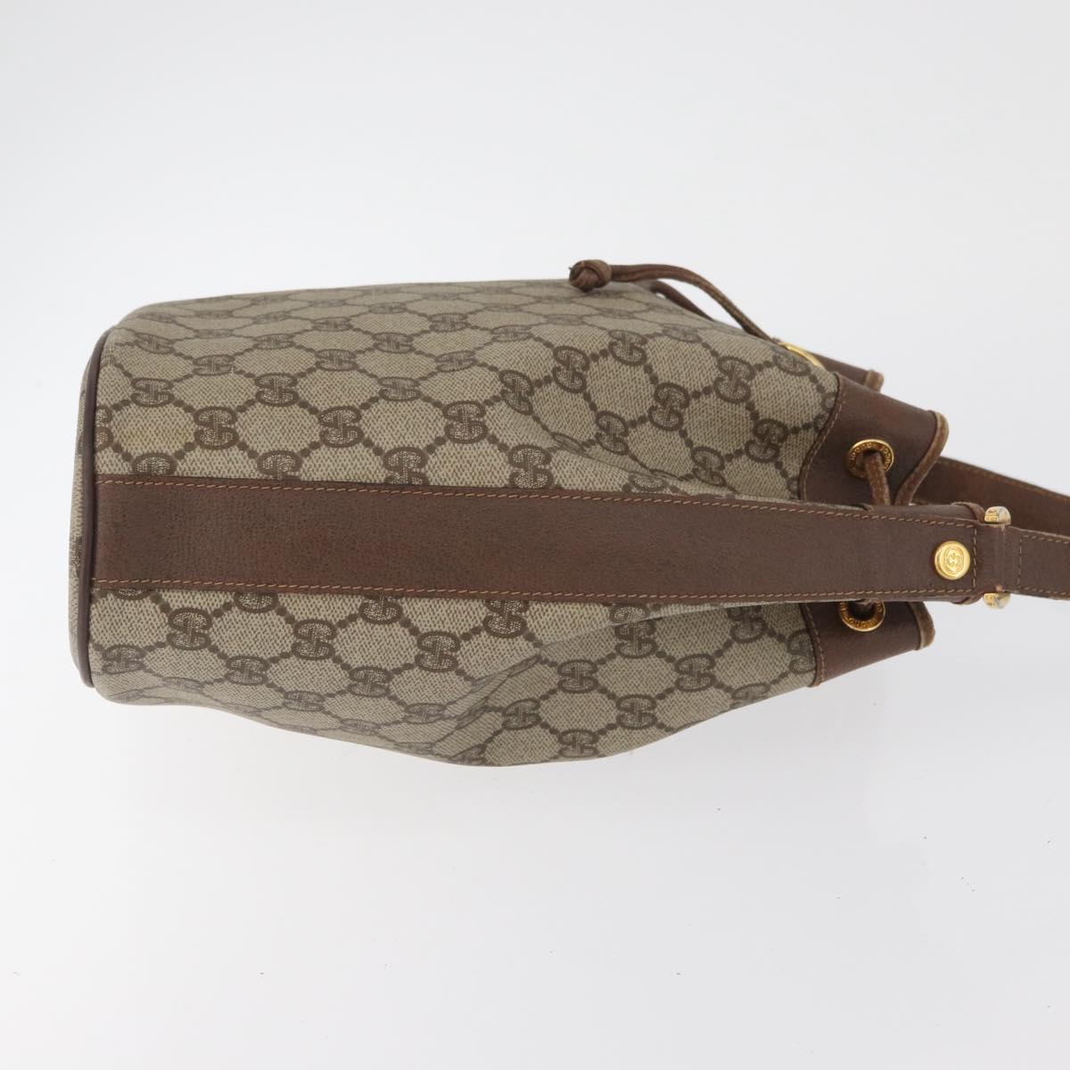 GUCCI GG Supreme Shoulder Bag PVC Beige Gold Auth ARZ789