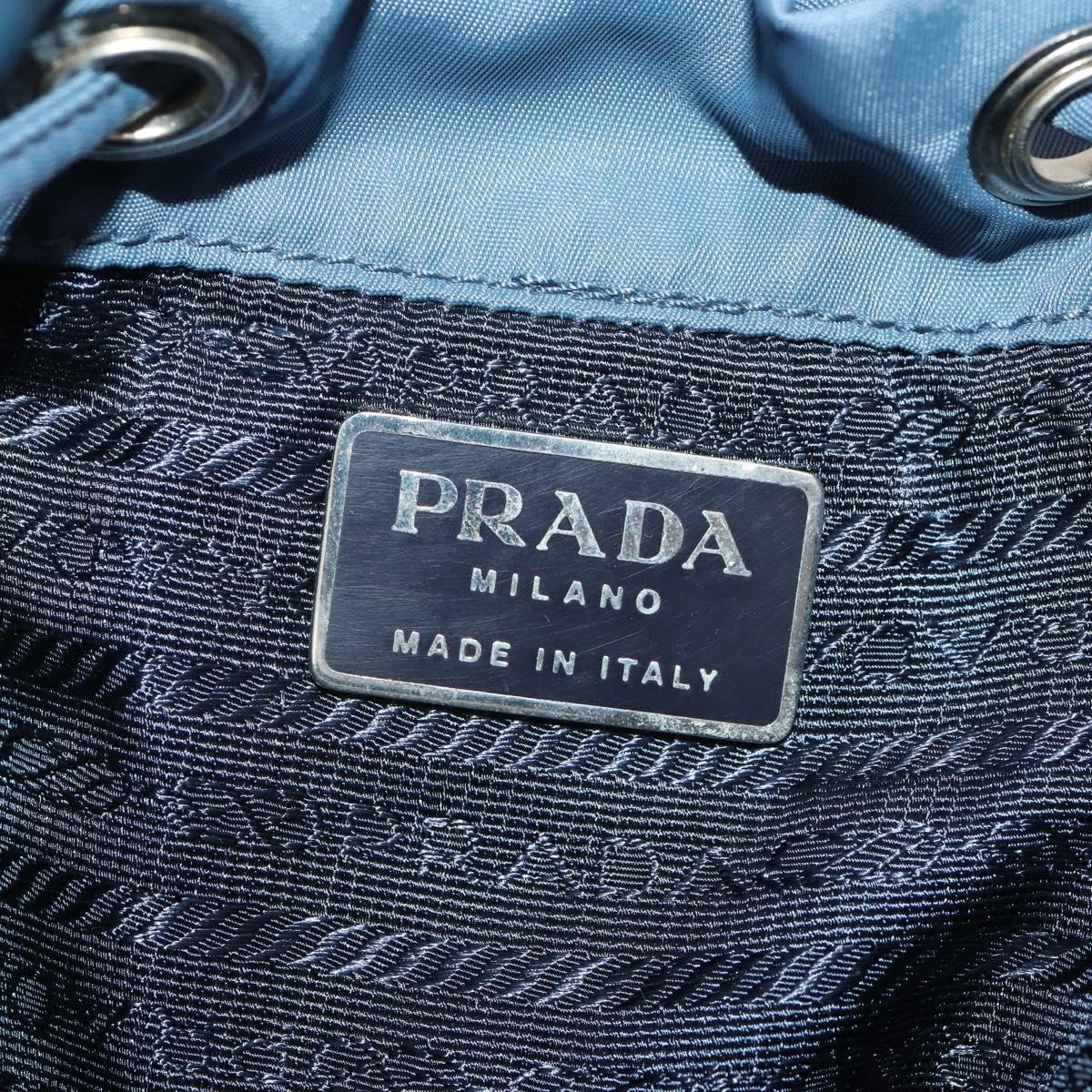 PRADA Backpack Nylon Light Blue Silver Auth ARZ796