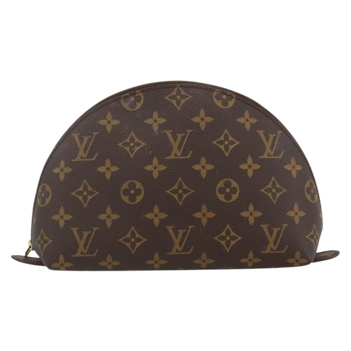 LOUIS VUITTON Monogram Trousse Demi Ronde Cosmetic Pouch M47520 LV Auth ARZ812