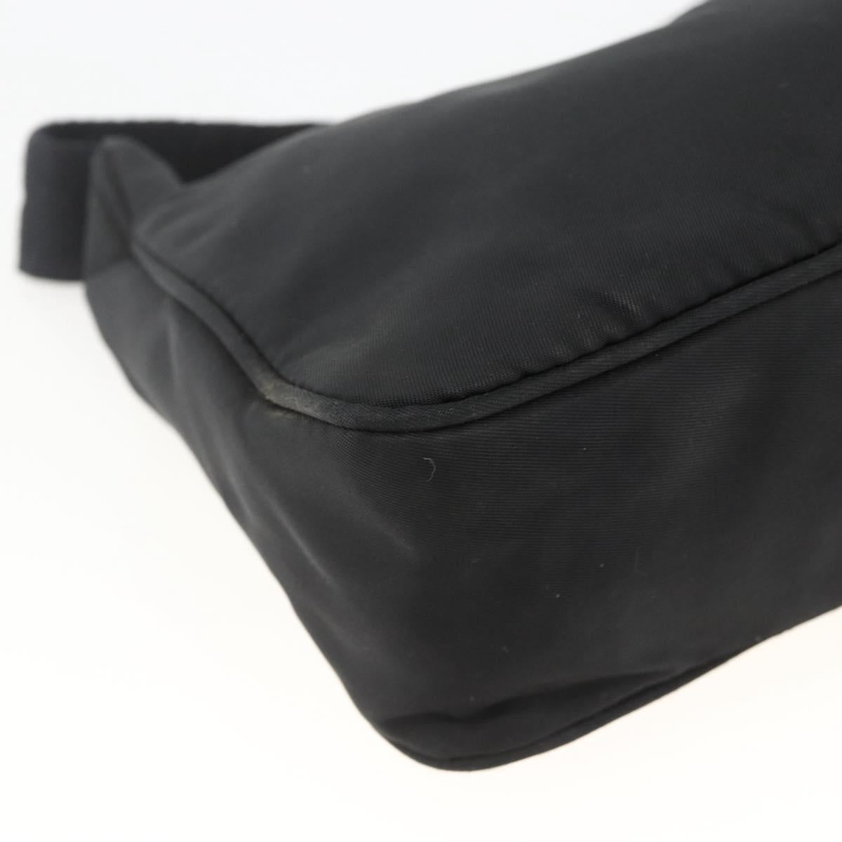 PRADA Hand Pouch Nylon Black Silver Auth ARZ818