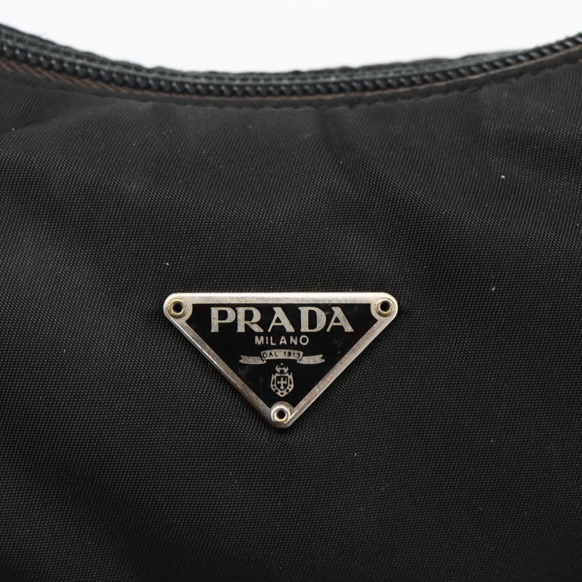 PRADA Hand Pouch Nylon Black Silver Auth ARZ818