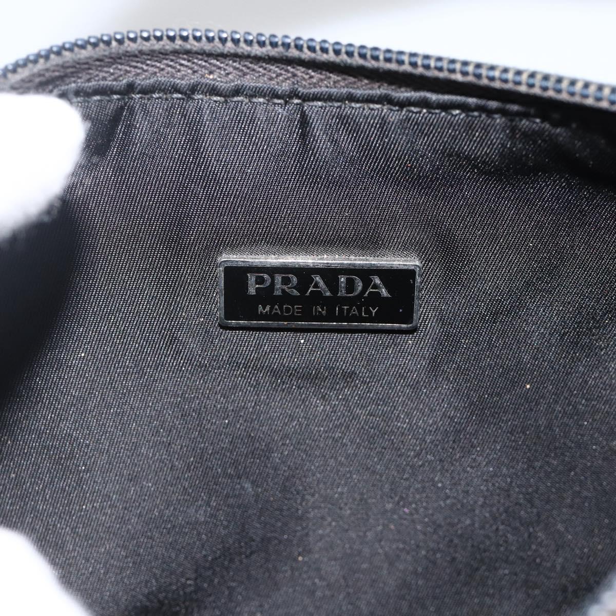 PRADA Hand Pouch Nylon Black Silver Auth ARZ818