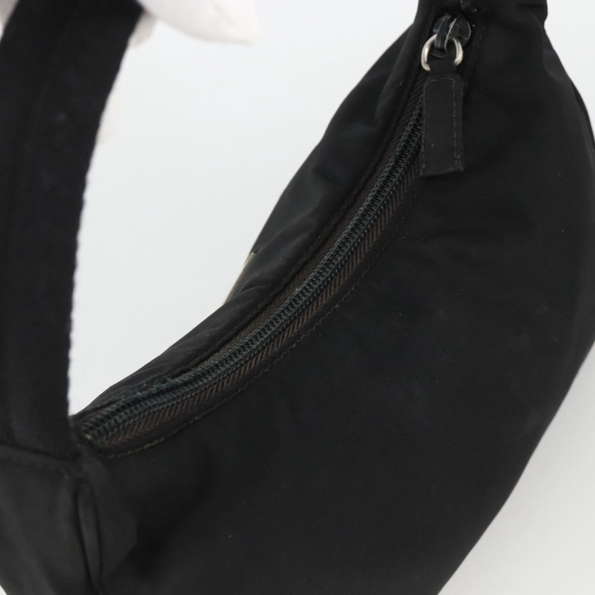 PRADA Hand Pouch Nylon Black Silver Auth ARZ818
