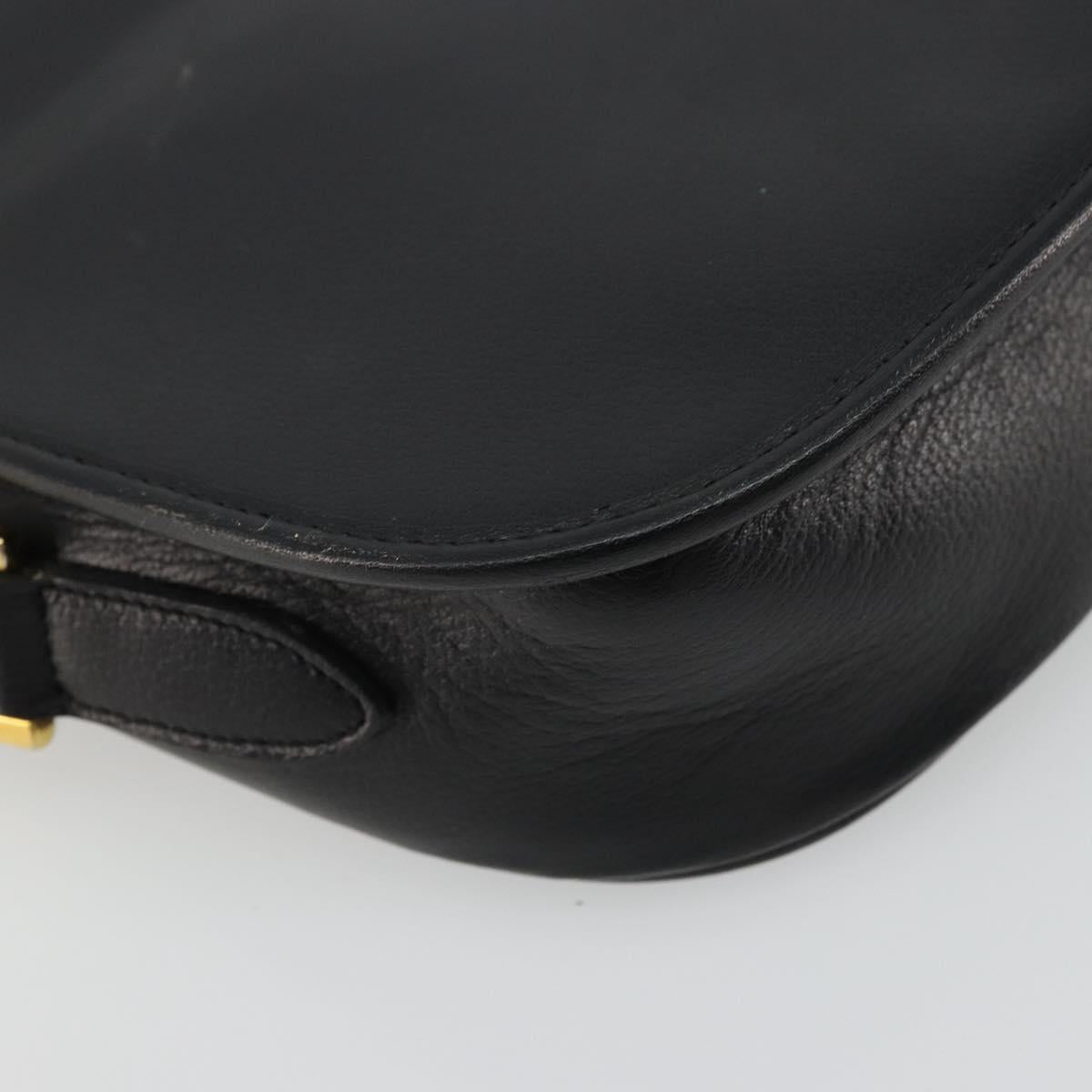 Christian Dior Shoulder Bag Leather Black Gold Auth ARZ819