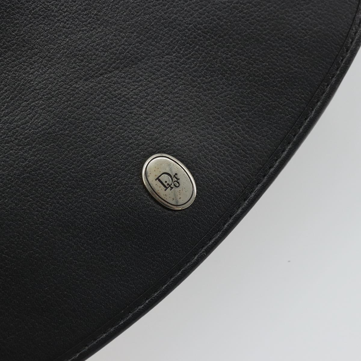 Christian Dior Shoulder Bag Leather Black Gold Auth ARZ819