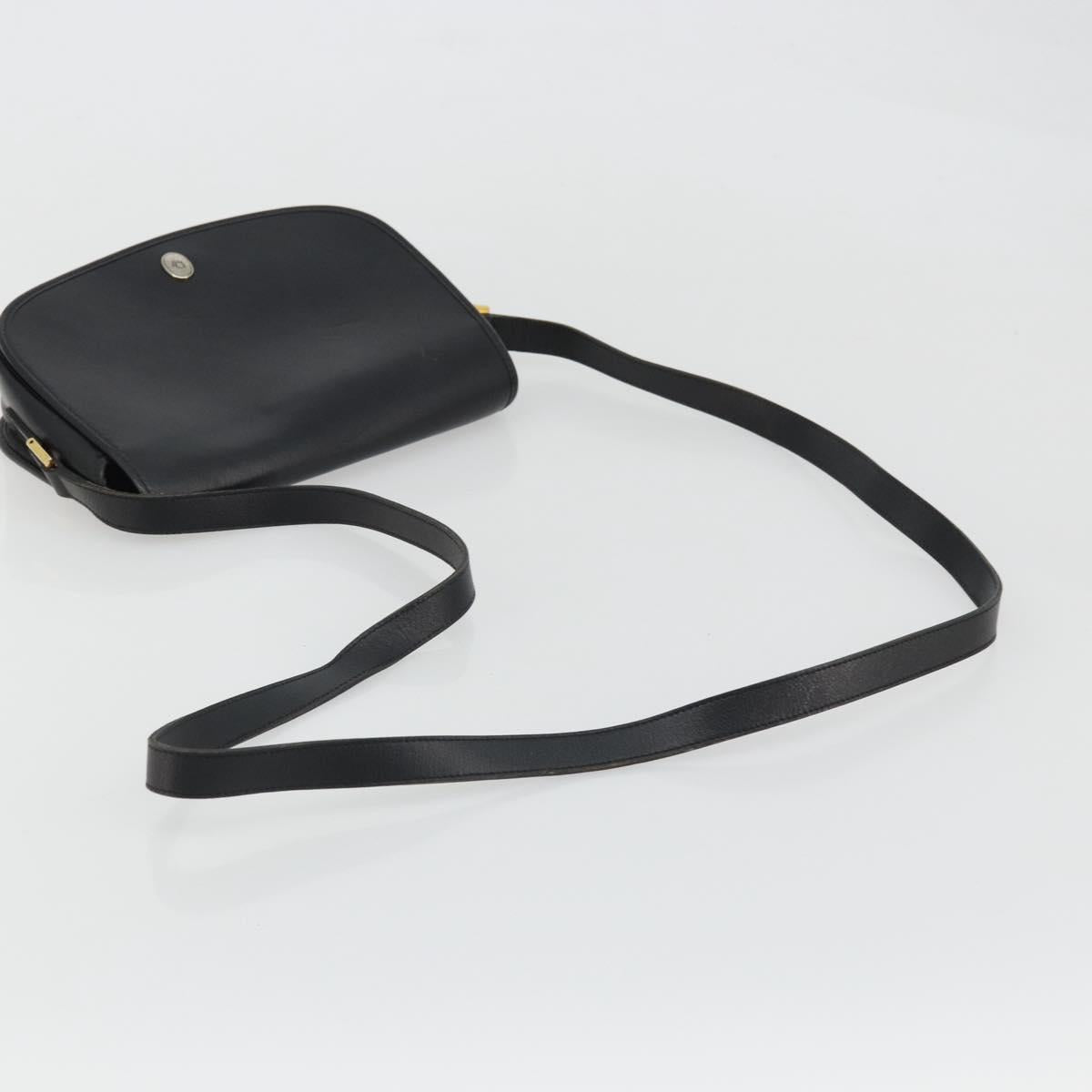 Christian Dior Shoulder Bag Leather Black Gold Auth ARZ819