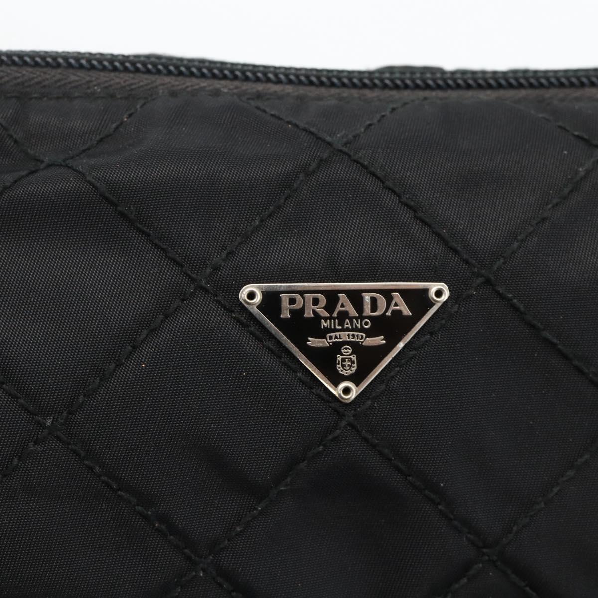 PRADA Pouch Nylon Black Silver Auth ARZ823A