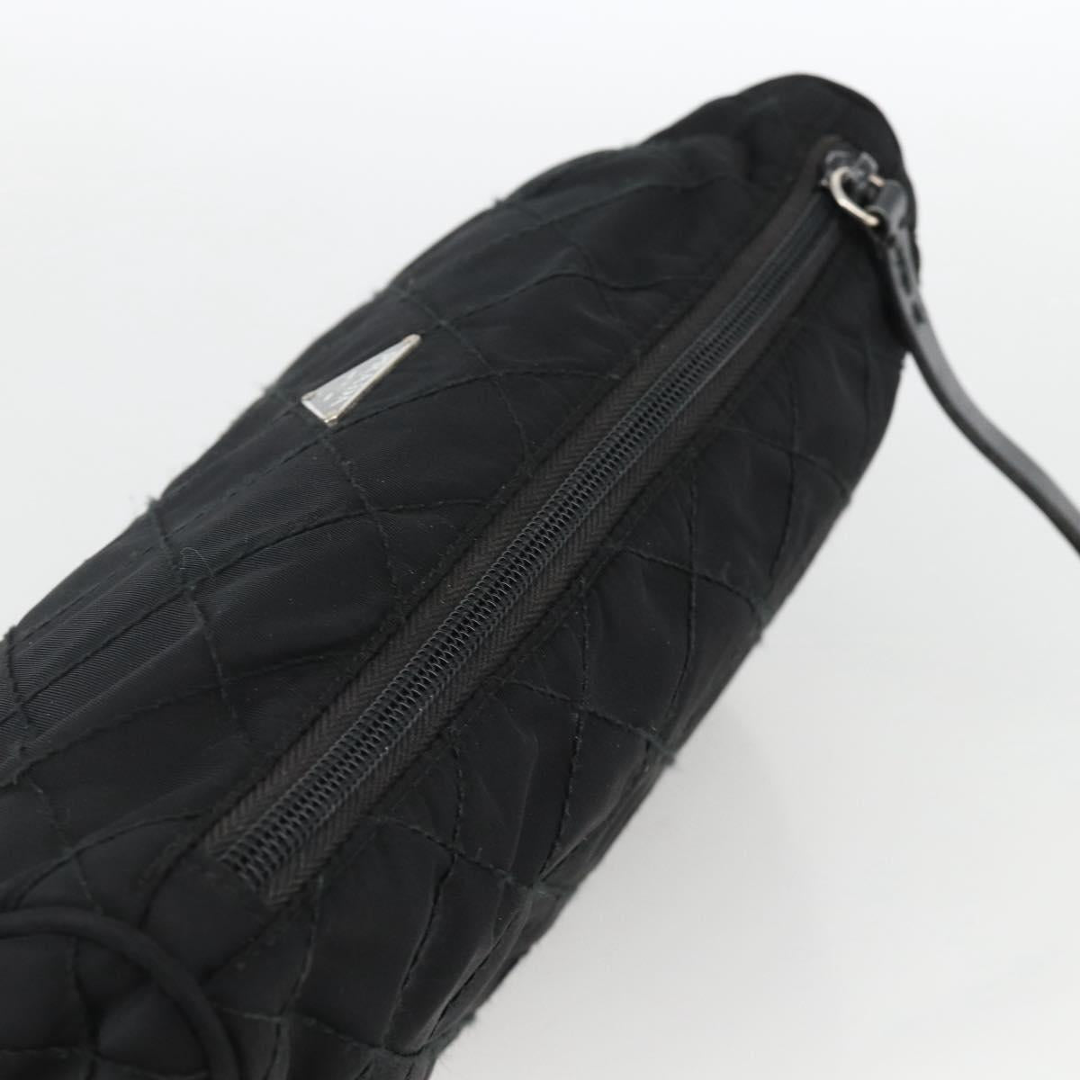 PRADA Pouch Nylon Black Silver Auth ARZ823A