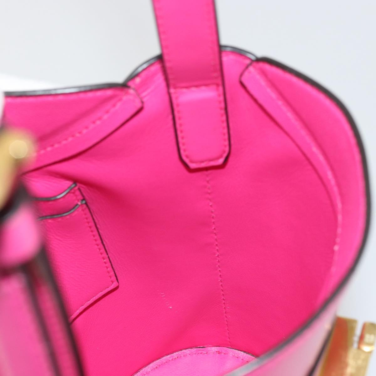 Salvatore Ferragamo Gancini Shoulder Bag Leather Pink Gold Auth ARZ836A