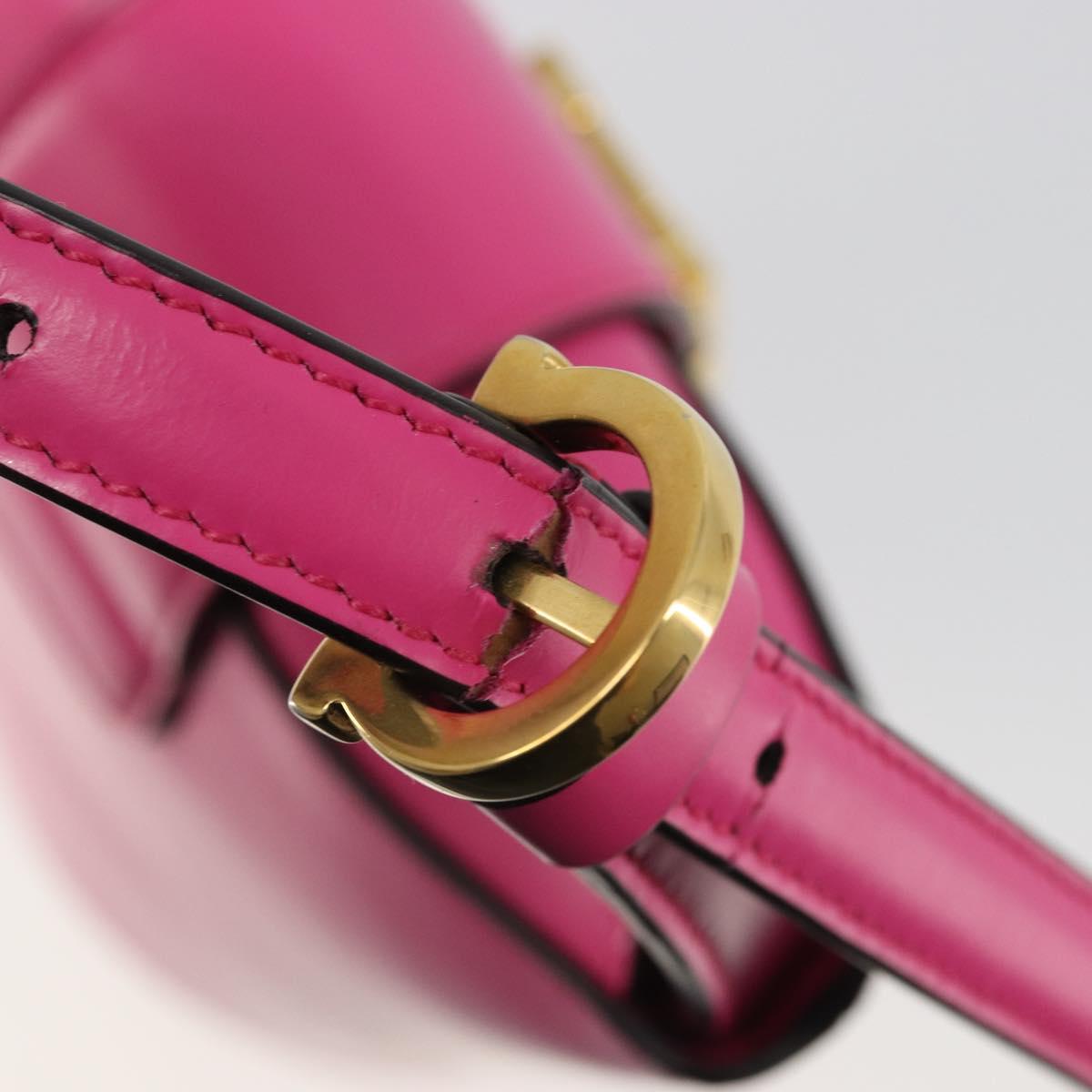 Salvatore Ferragamo Gancini Shoulder Bag Leather Pink Gold Auth ARZ836A