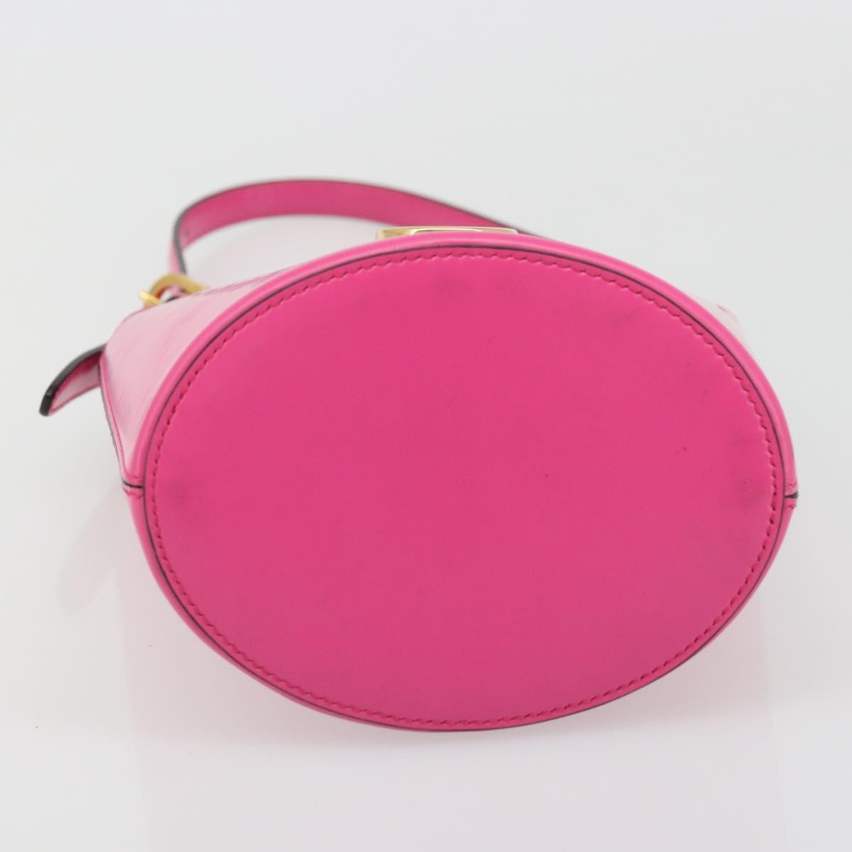 Salvatore Ferragamo Gancini Shoulder Bag Leather Pink Gold Auth ARZ836A