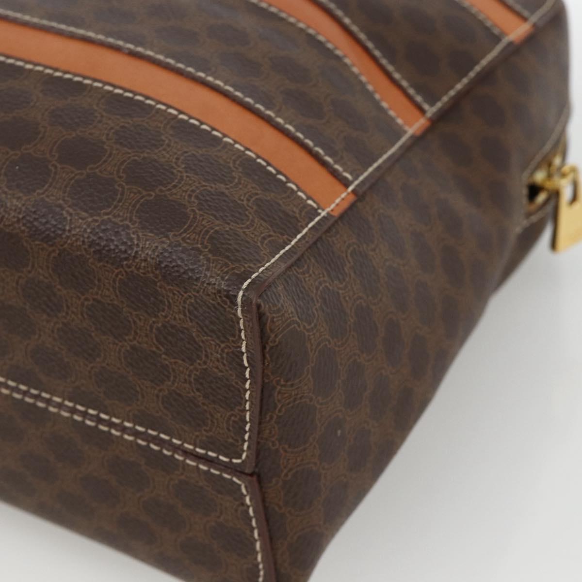 CELINE Macadam Canvas Hand Bag PVC Leather Brown Gold Auth ARZ837