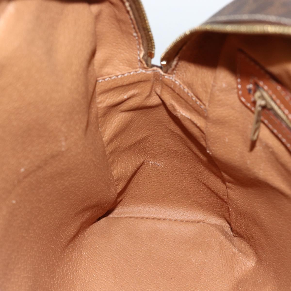 CELINE Macadam Canvas Hand Bag PVC Leather Brown Gold Auth ARZ837