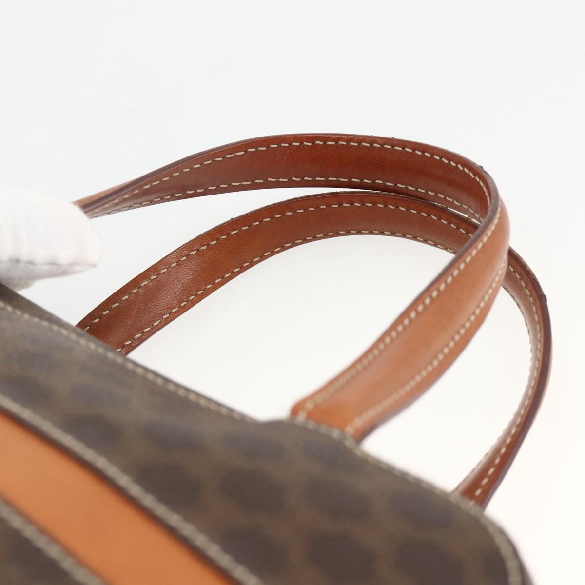 CELINE Macadam Canvas Hand Bag PVC Leather Brown Gold Auth ARZ837