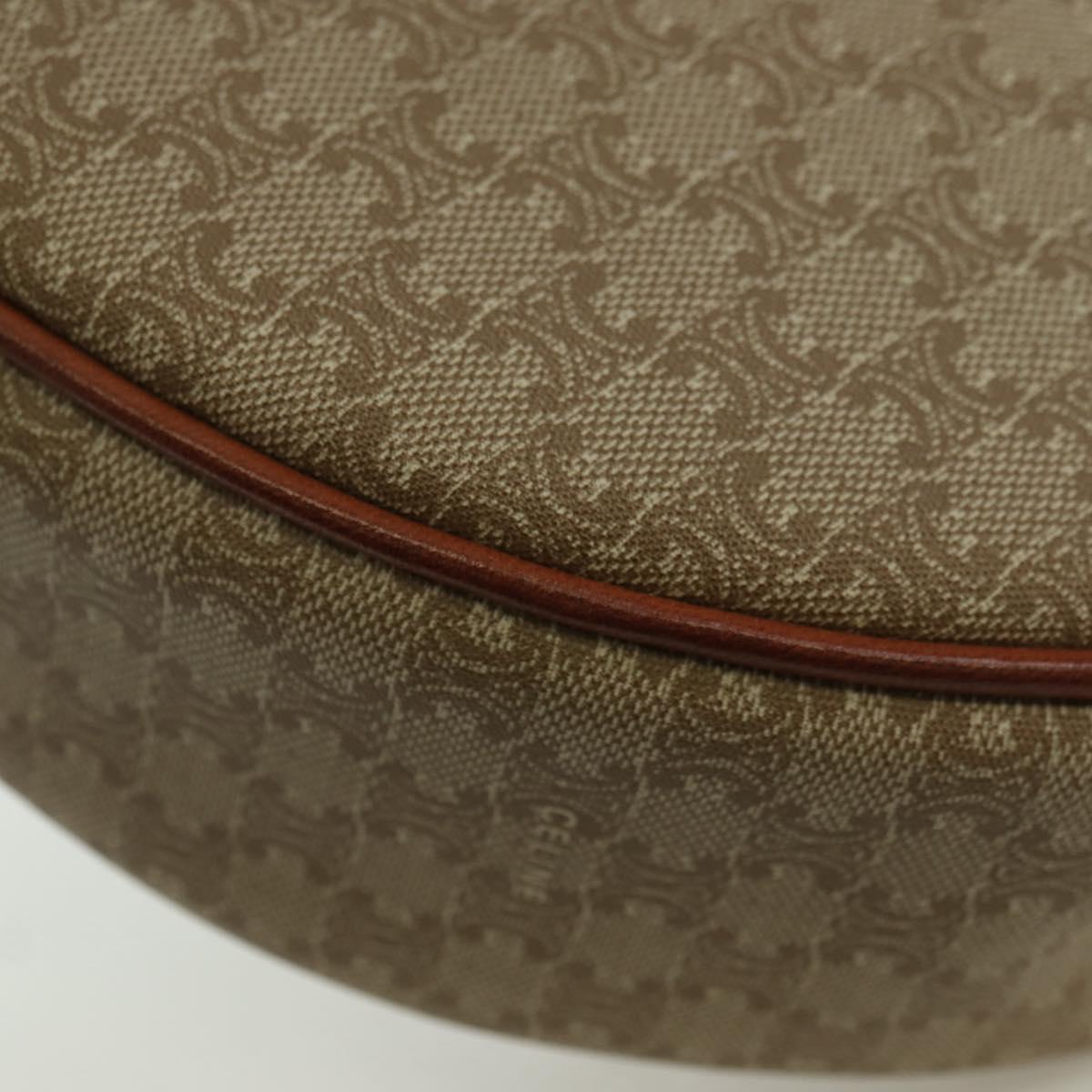 CELINE Macadam Canvas Shoulder Bag PVC Leather Beige Gold Auth ARZ842A