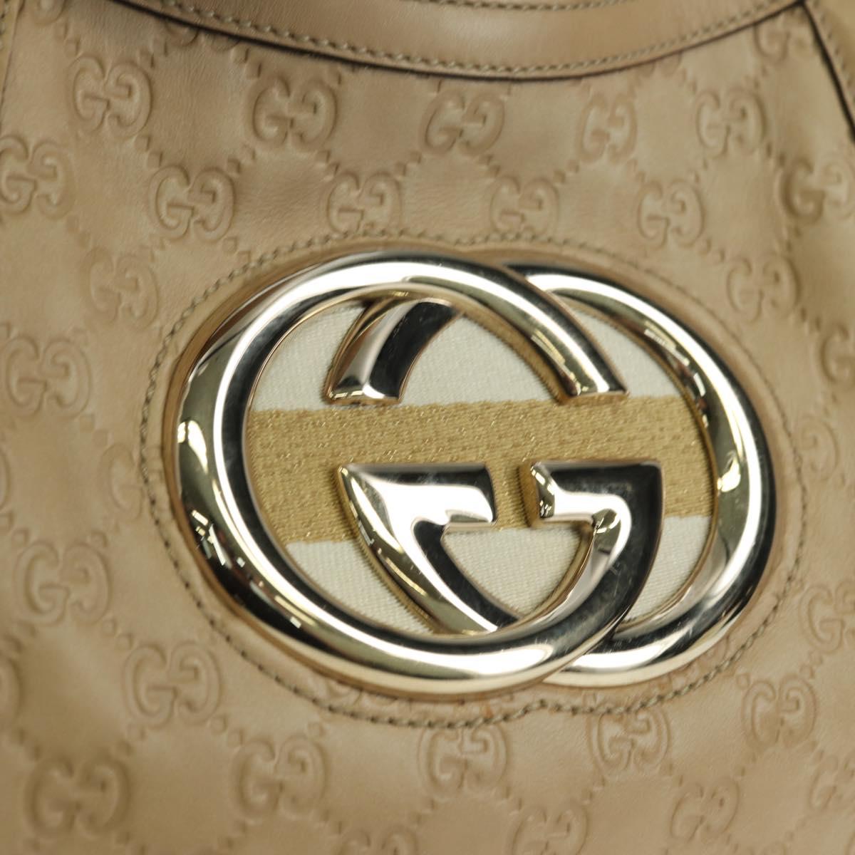 GUCCI GG Canvas Guccissima Shoulder Bag Leather Beige Gold 162740 Auth ARZ847V
