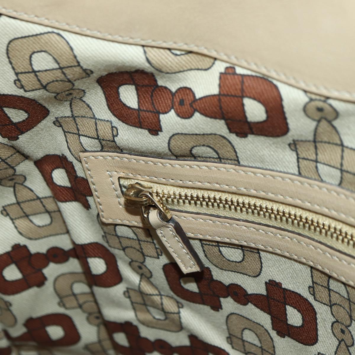 GUCCI GG Canvas Guccissima Shoulder Bag Leather Beige Gold 162740 Auth ARZ847V