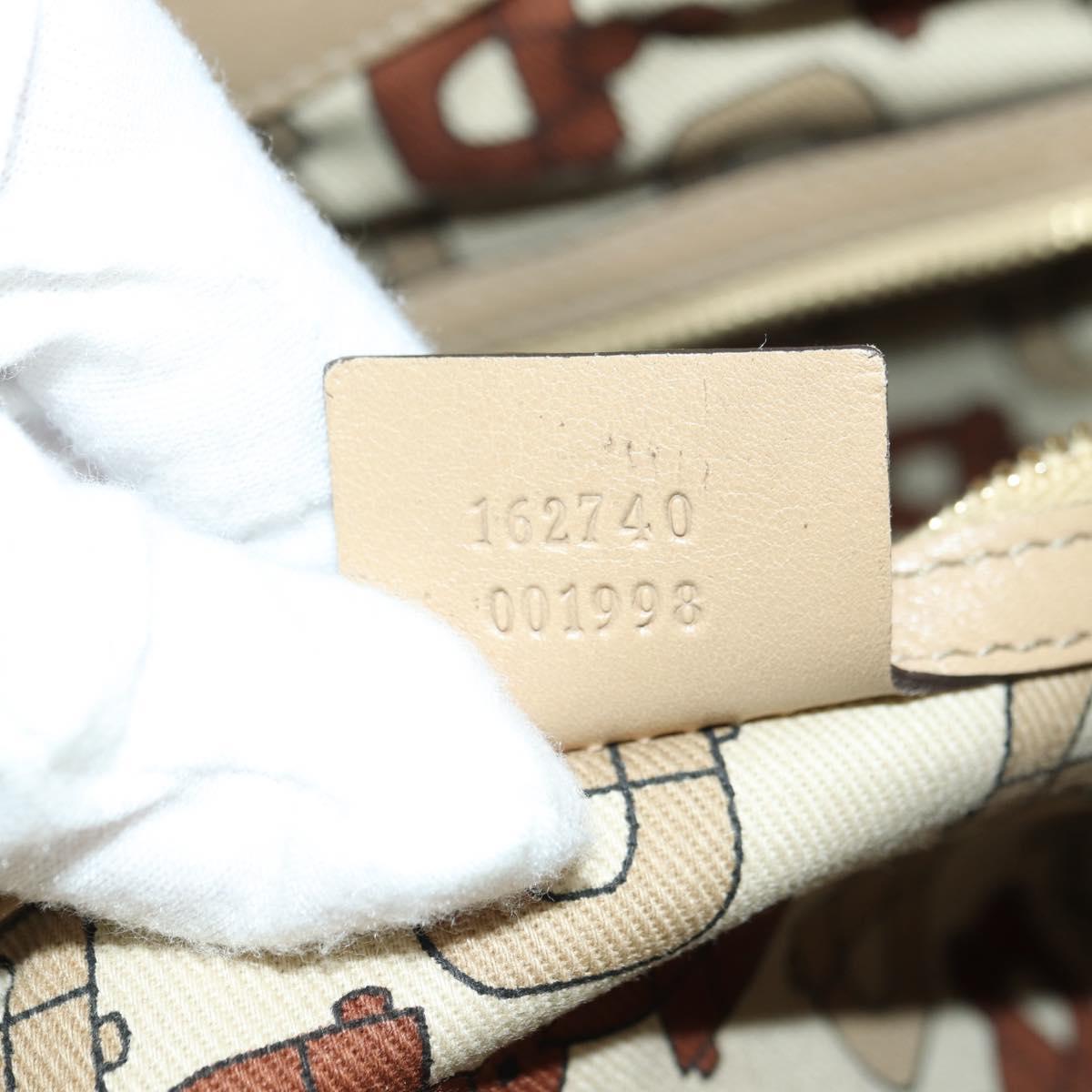 GUCCI GG Canvas Guccissima Shoulder Bag Leather Beige Gold 162740 Auth ARZ847V
