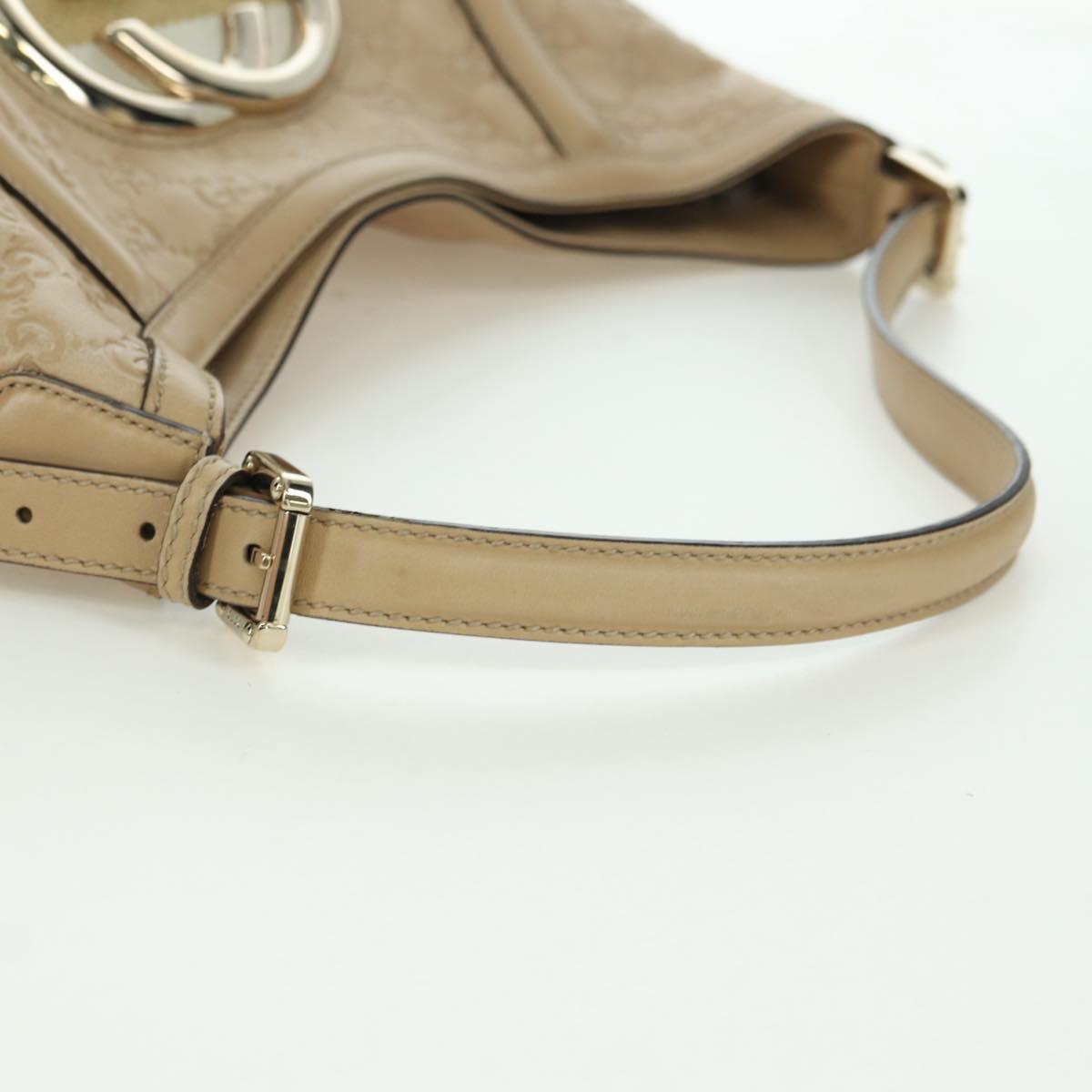 GUCCI GG Canvas Guccissima Shoulder Bag Leather Beige Gold 162740 Auth ARZ847V