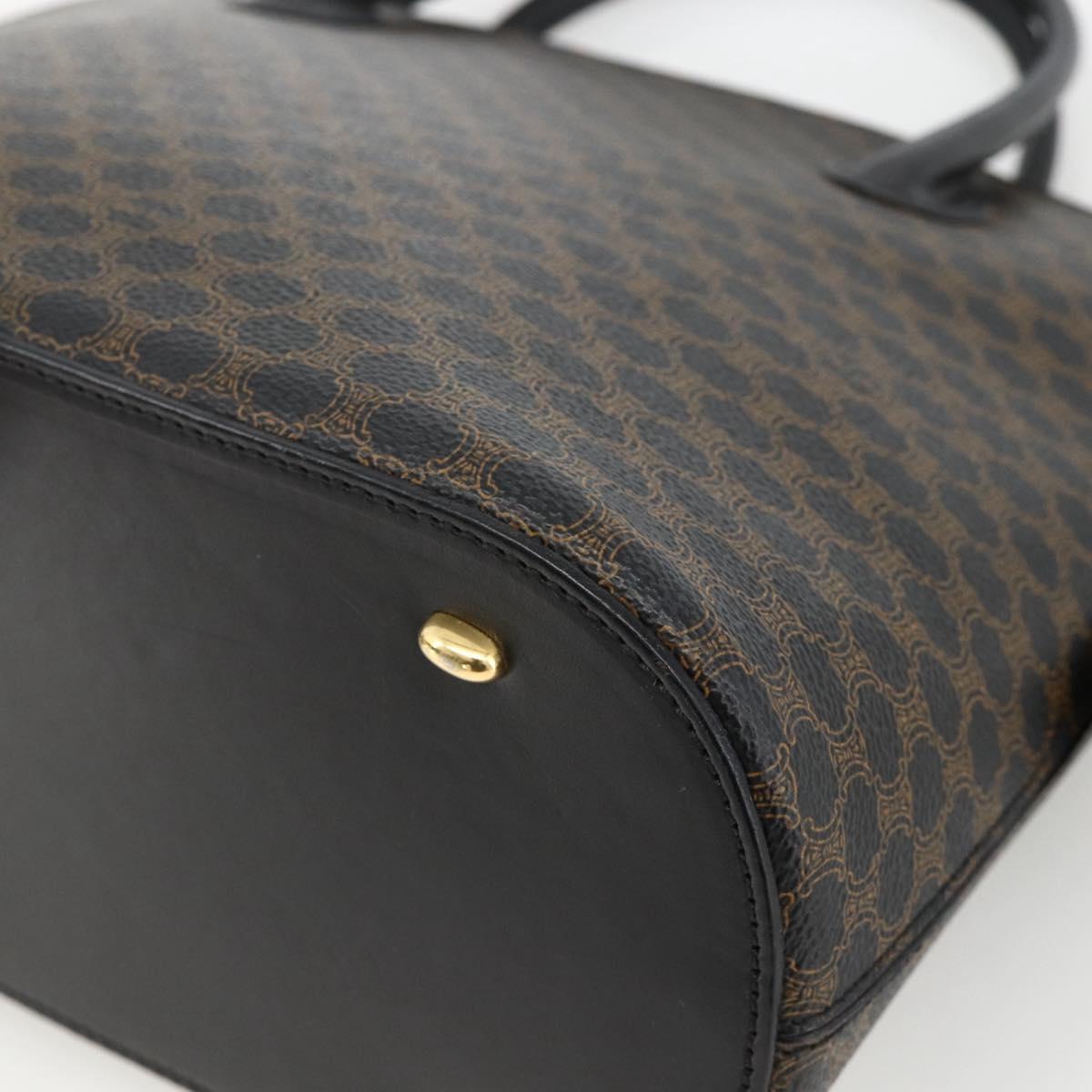 CELINE Macadam Canvas Hand Bag PVC Leather 2way Black Gold Auth ARZ869A